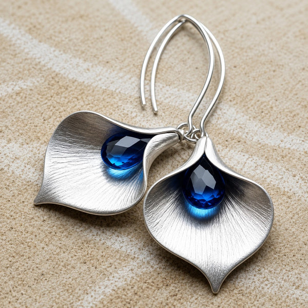 Blue Stone Silver Earrings — image 1