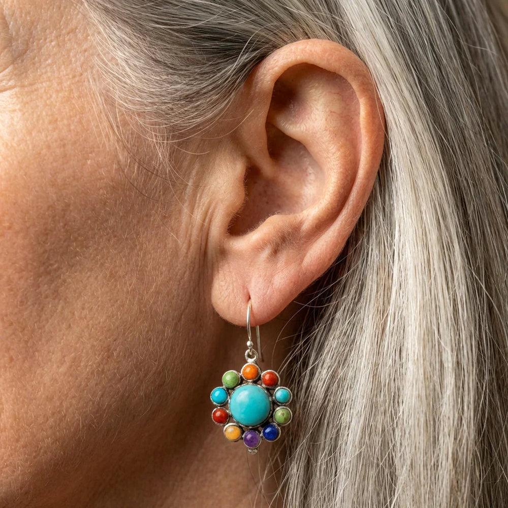 Iris Vintage Turquoise Hoop Earrings — image 2