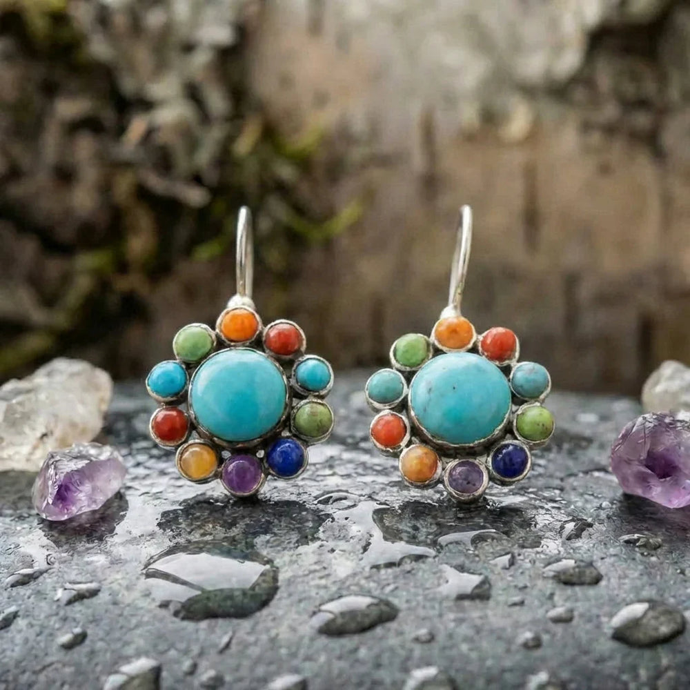 Iris Vintage Turquoise Hoop Earrings — image 1
