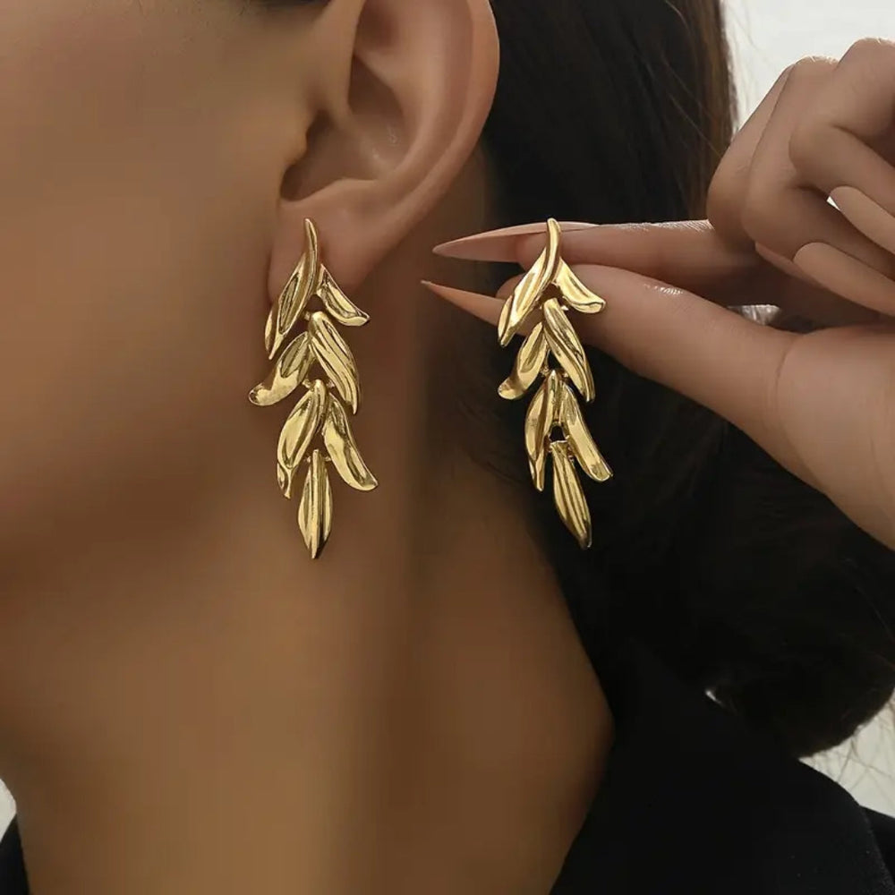 Golden Leaf Dangle Earrings — image 2