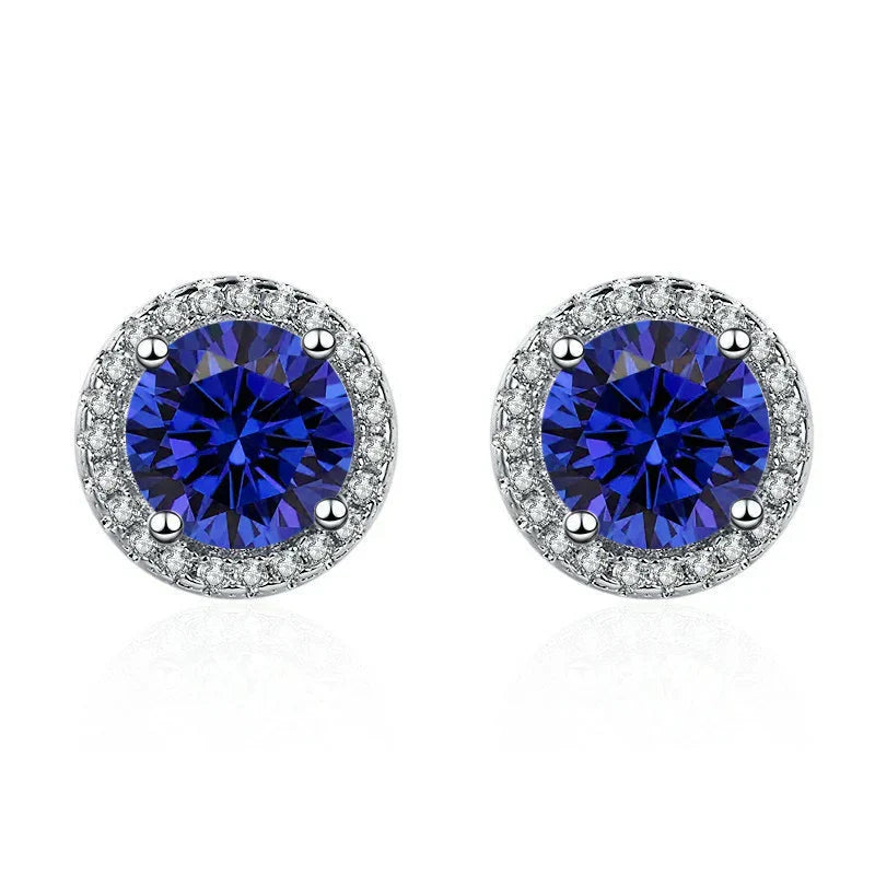 Celestine Blue Sapphire Circle Studs — image 2