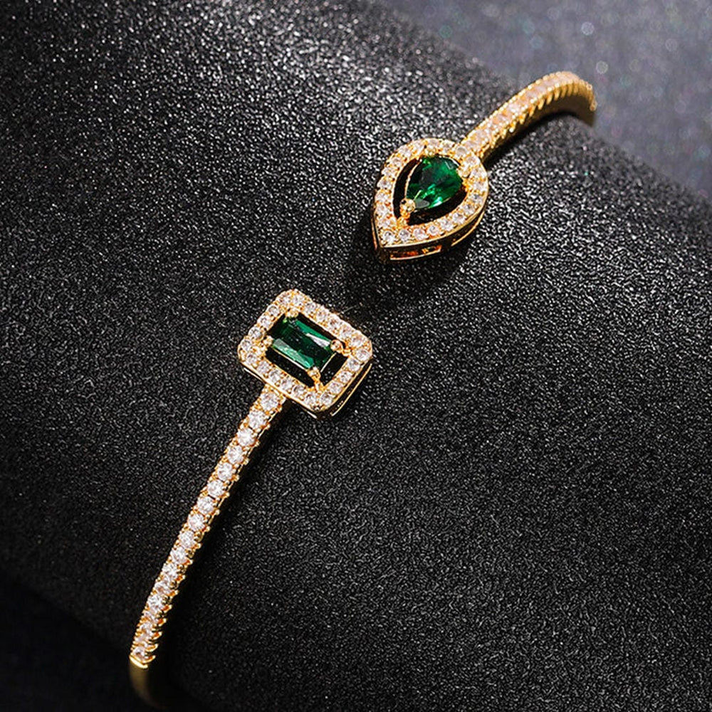 Elegant Emerald Open Cuff Bracelet — image 2
