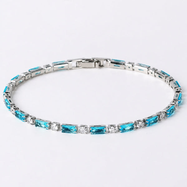 Natural Turquoise Stone White Gold Bracelet — image 1
