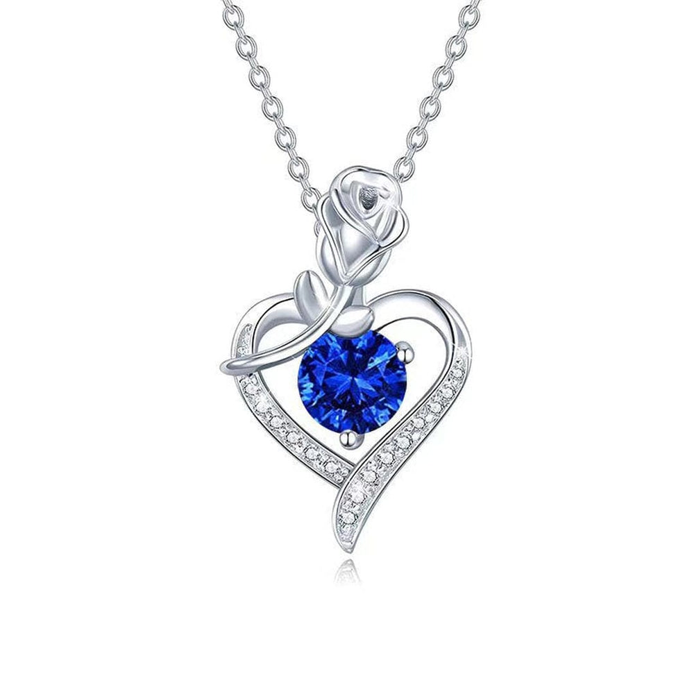 Sapphire Rose Heart White Gold Necklace — image 2