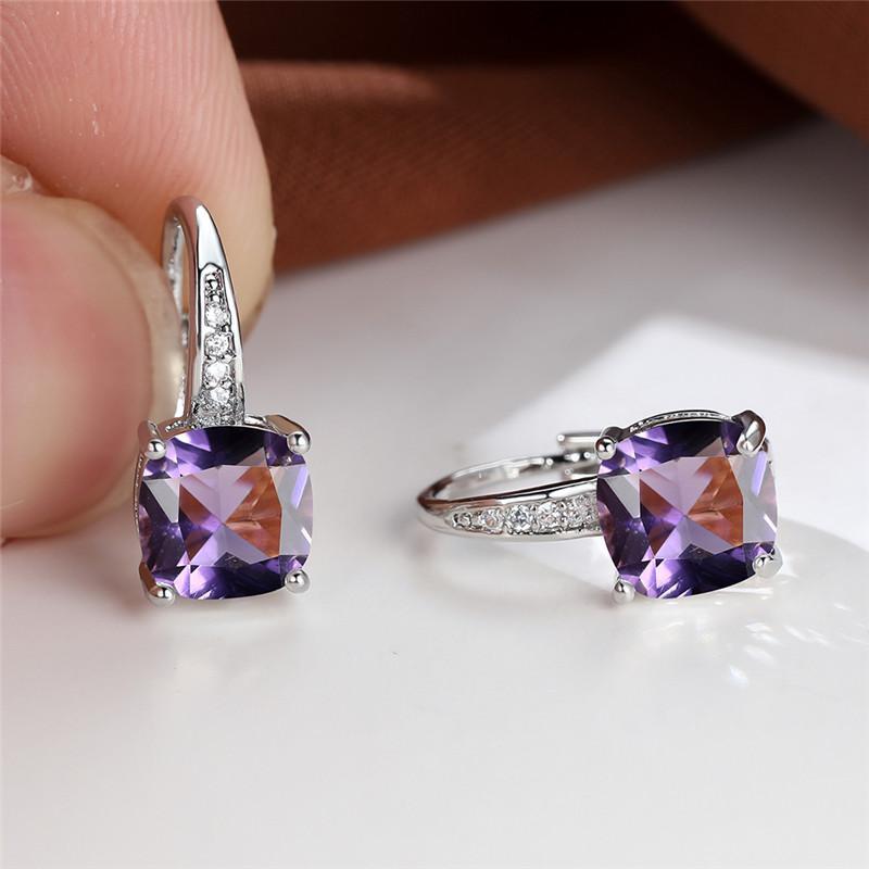 Mystic Stone White Gold Hoop Earrings — image 5