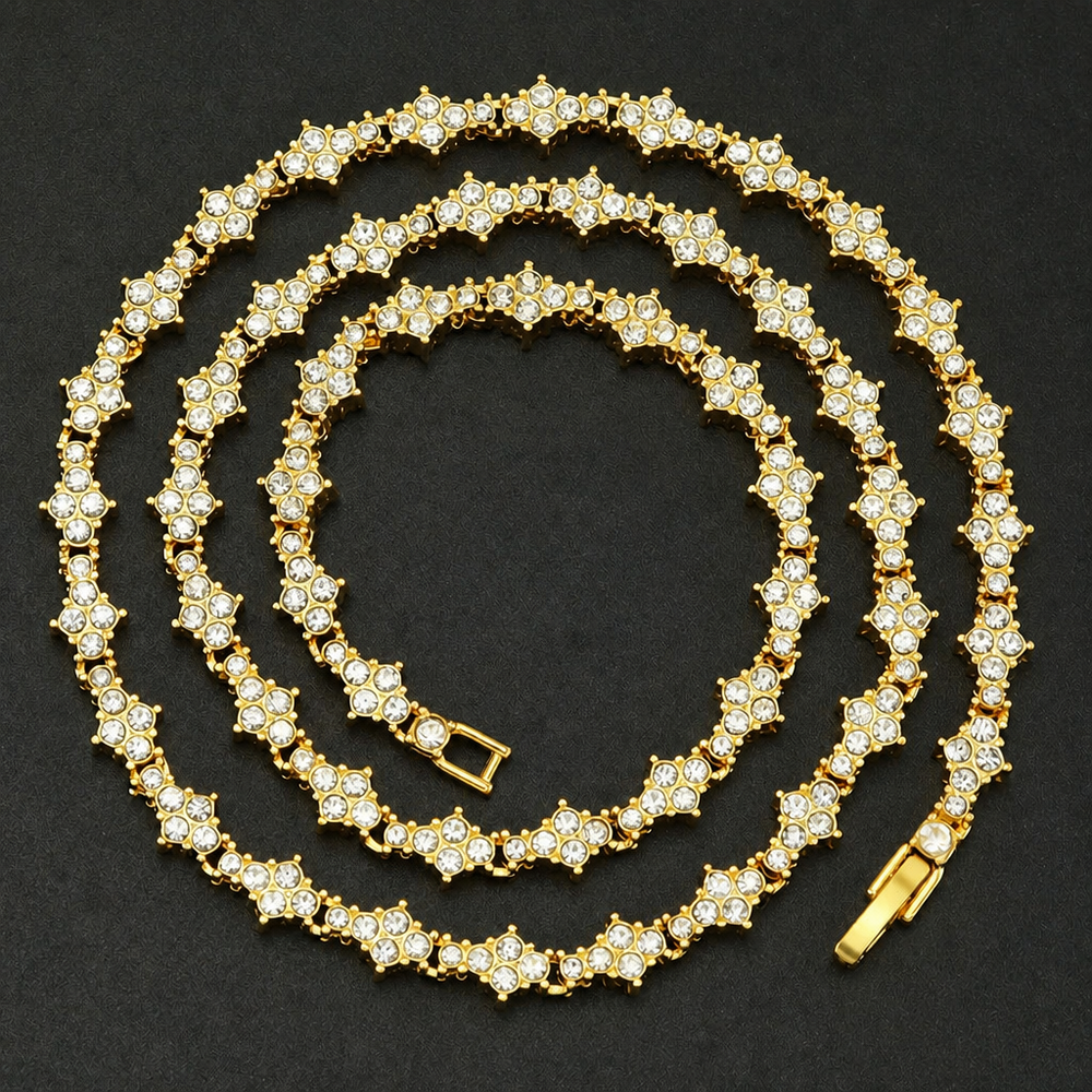 Classic Cluster White Gold Tennis Necklace — image 2