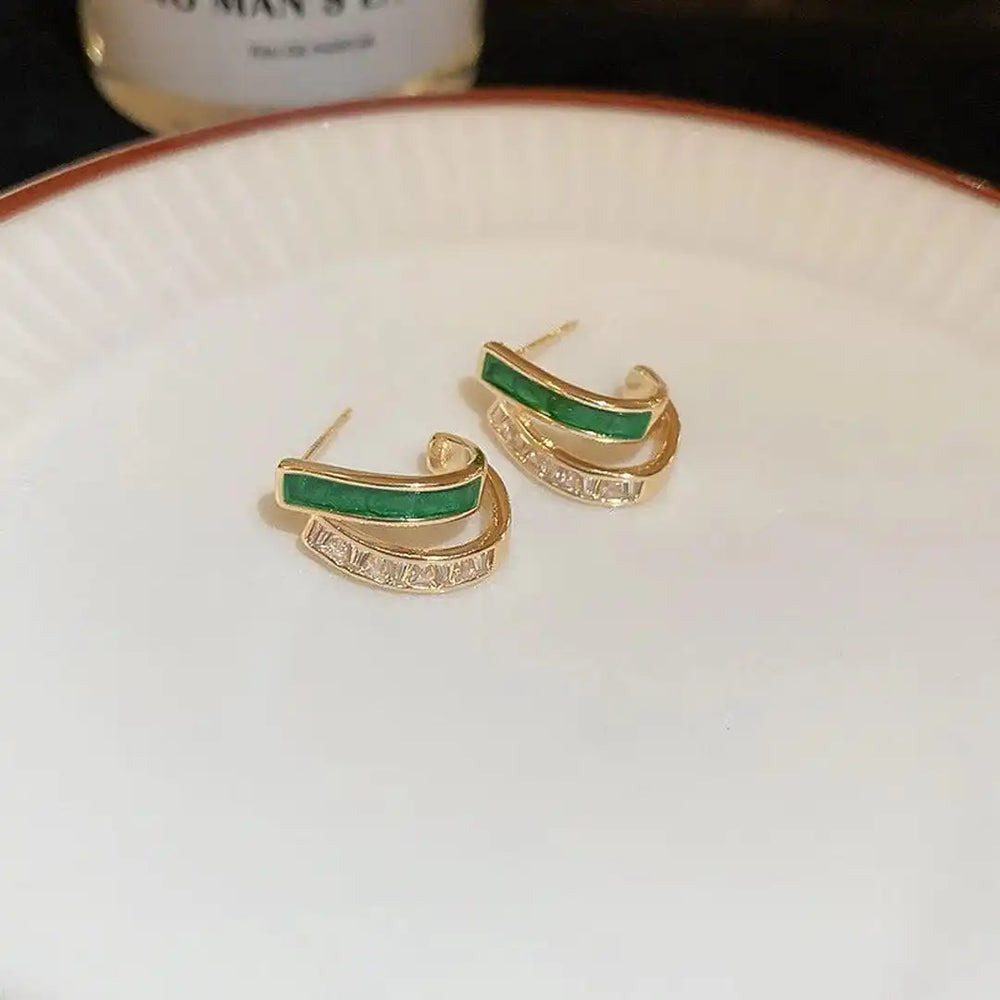 Emerald Double Hoop Earrings — image 1