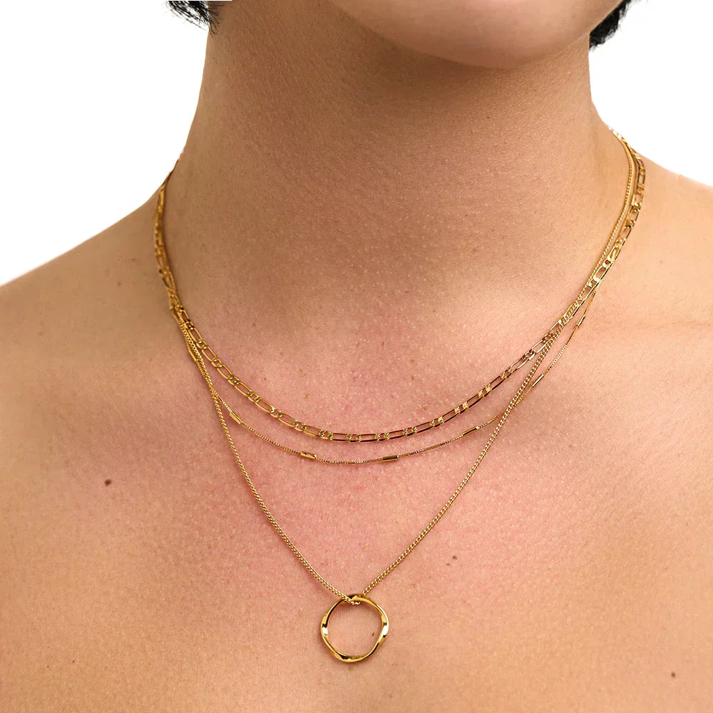 Gold Three Row Necklace — image 3