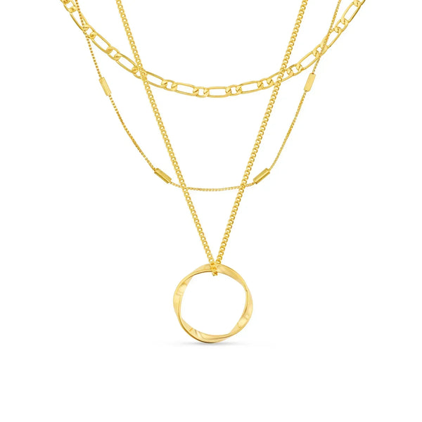Gold Three Row Necklace — image 1