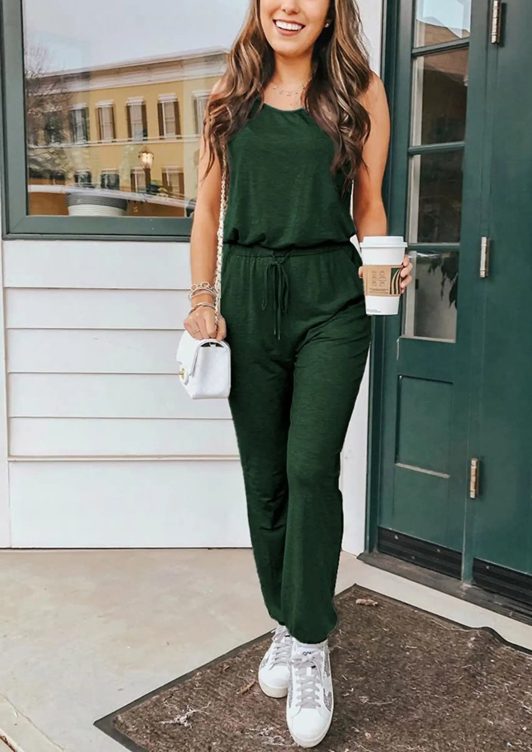 Osonn Two Piece Outfit Sets Casual Sleeveless Crewneck Tops and Sweatpants