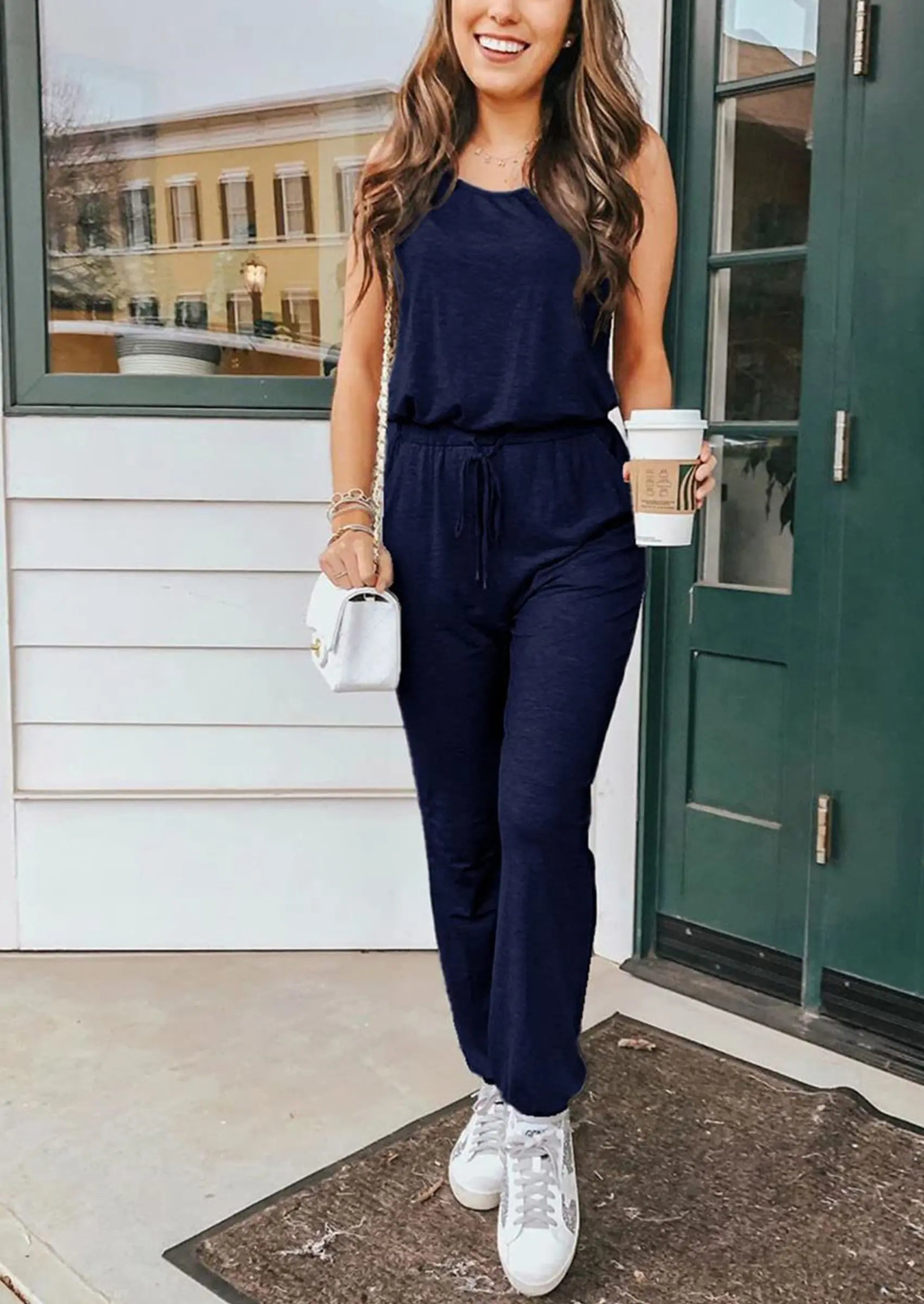 Osonn Two Piece Outfit Sets Casual Sleeveless Crewneck Tops and Sweatpants