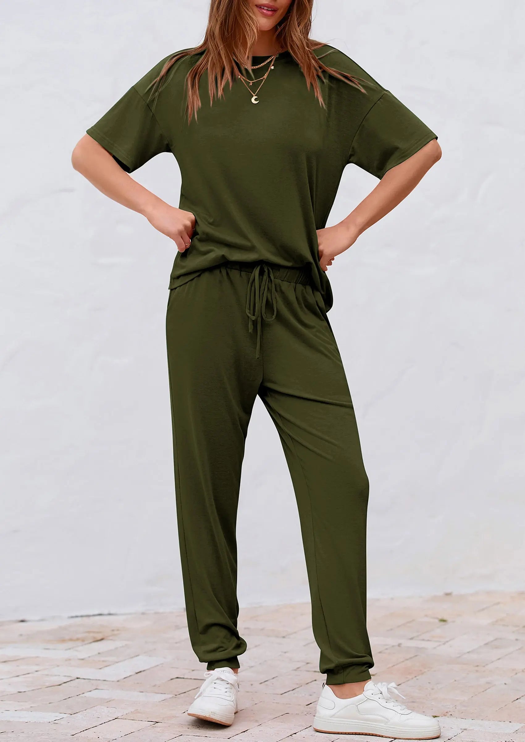 Osonn Women's Two Piece Lounge Sets Spring Summer Jogger Pants Vacation Outfits Travel Airplane Matching Clothes