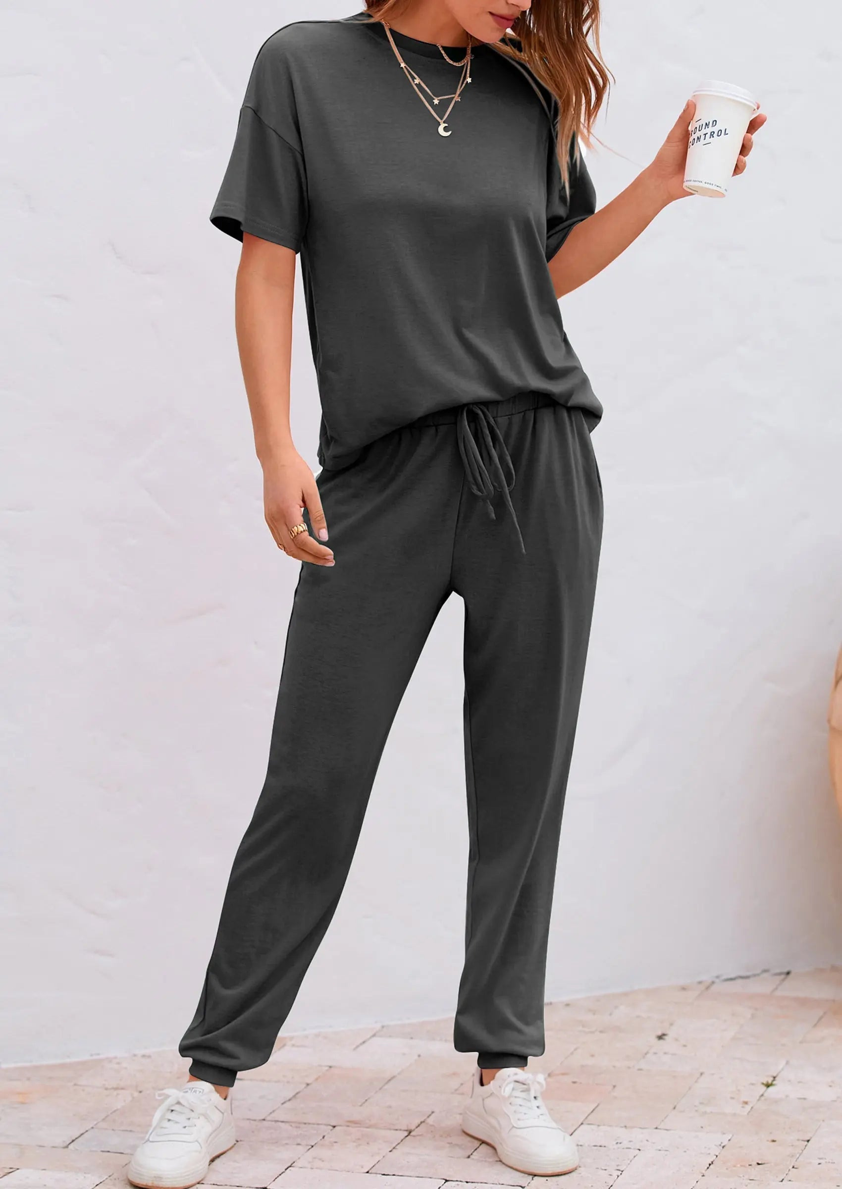 Osonn Women's Two Piece Lounge Sets Spring Summer Jogger Pants Vacation Outfits Travel Airplane Matching Clothes