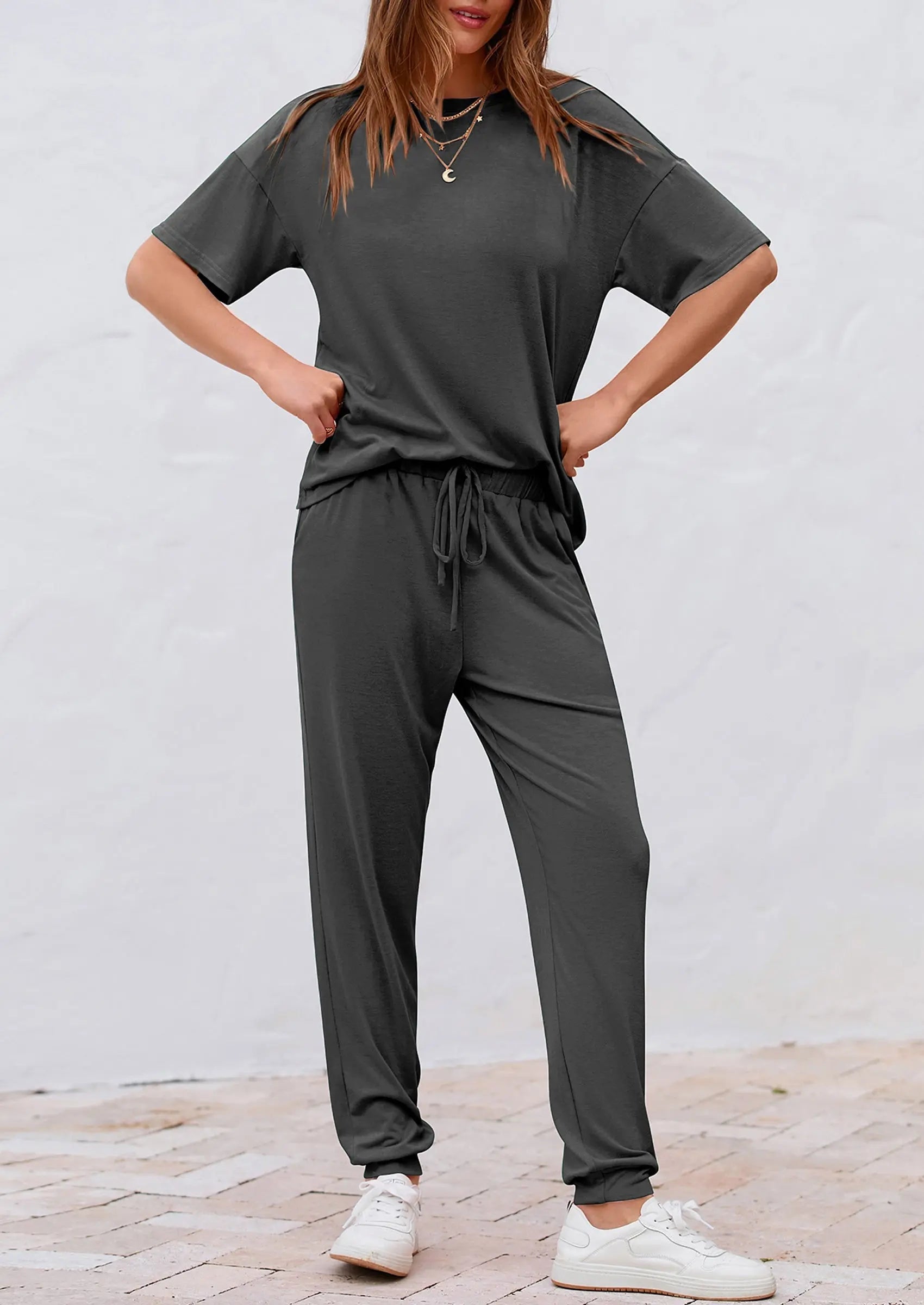 Osonn Women's Two Piece Lounge Sets Spring Summer Jogger Pants Vacation Outfits Travel Airplane Matching Clothes