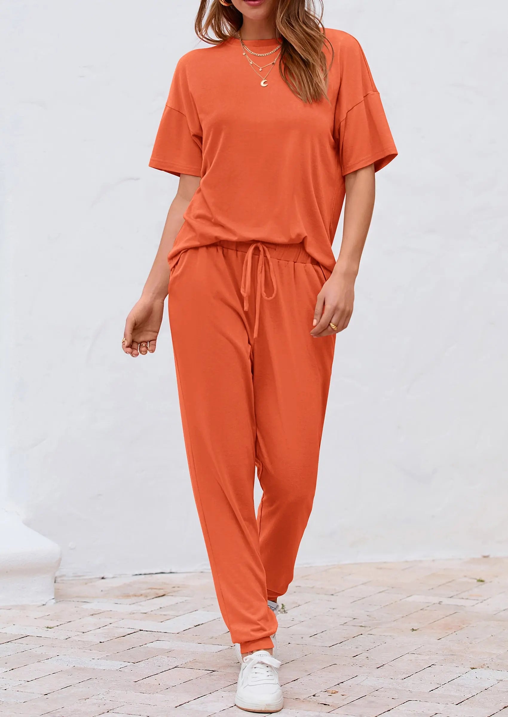 Osonn Women's Two Piece Lounge Sets Spring Summer Jogger Pants Vacation Outfits Travel Airplane Matching Clothes