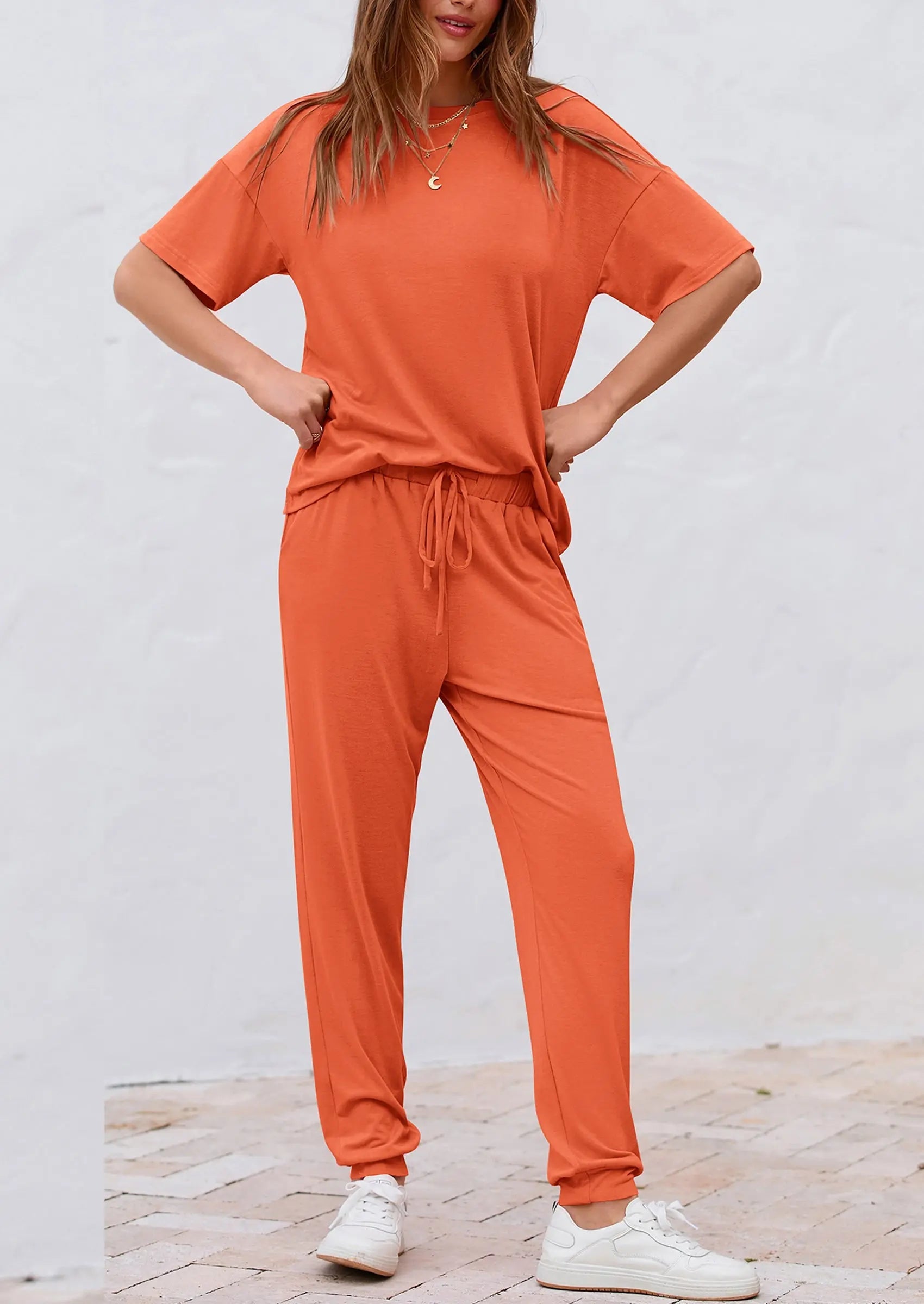 Osonn Women's Two Piece Lounge Sets Spring Summer Jogger Pants Vacation Outfits Travel Airplane Matching Clothes