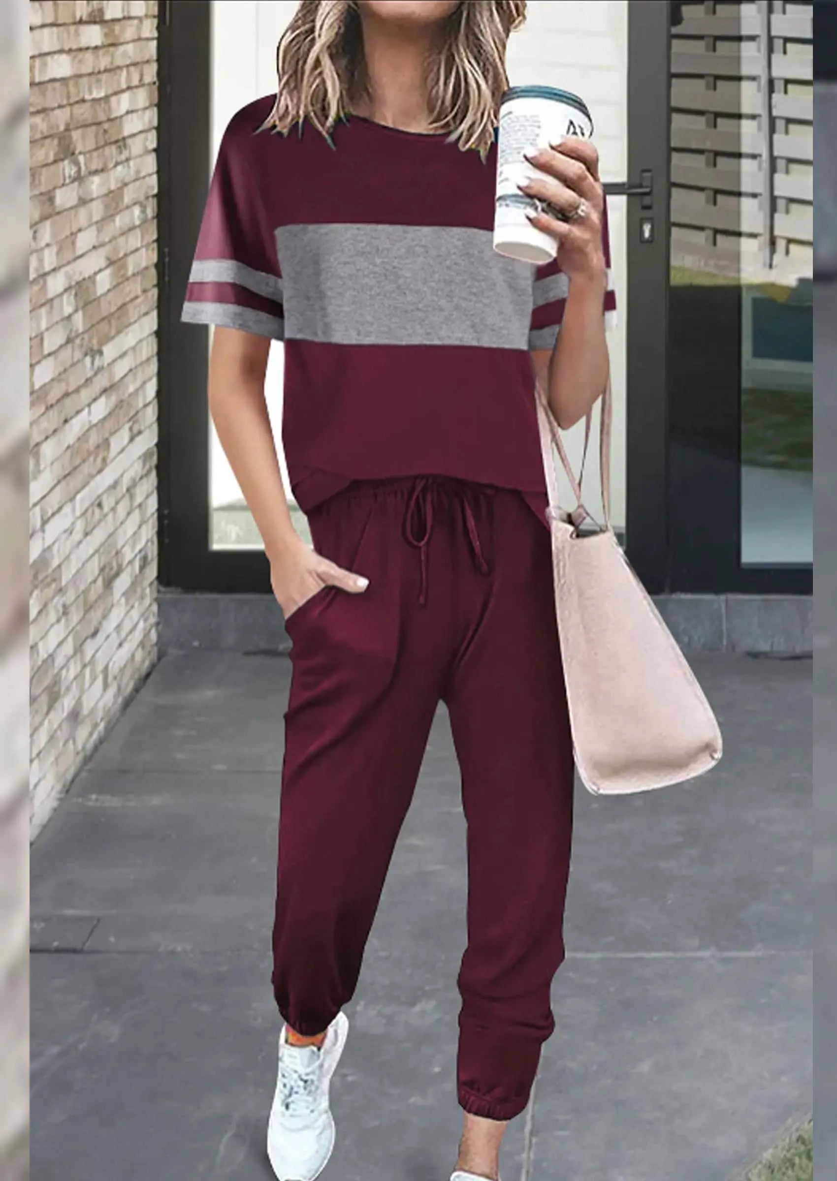 Osonn Women's Two Piece Lounge Sets Spring Summer Jogger Pants Vacation Outfits Travel Airplane Matching Clothes