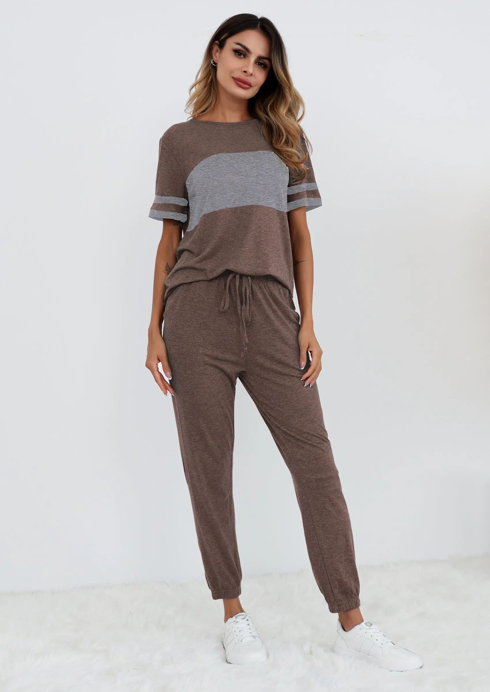 Osonn Women's Two Piece Lounge Sets Spring Summer Jogger Pants Vacation Outfits Travel Airplane Matching Clothes