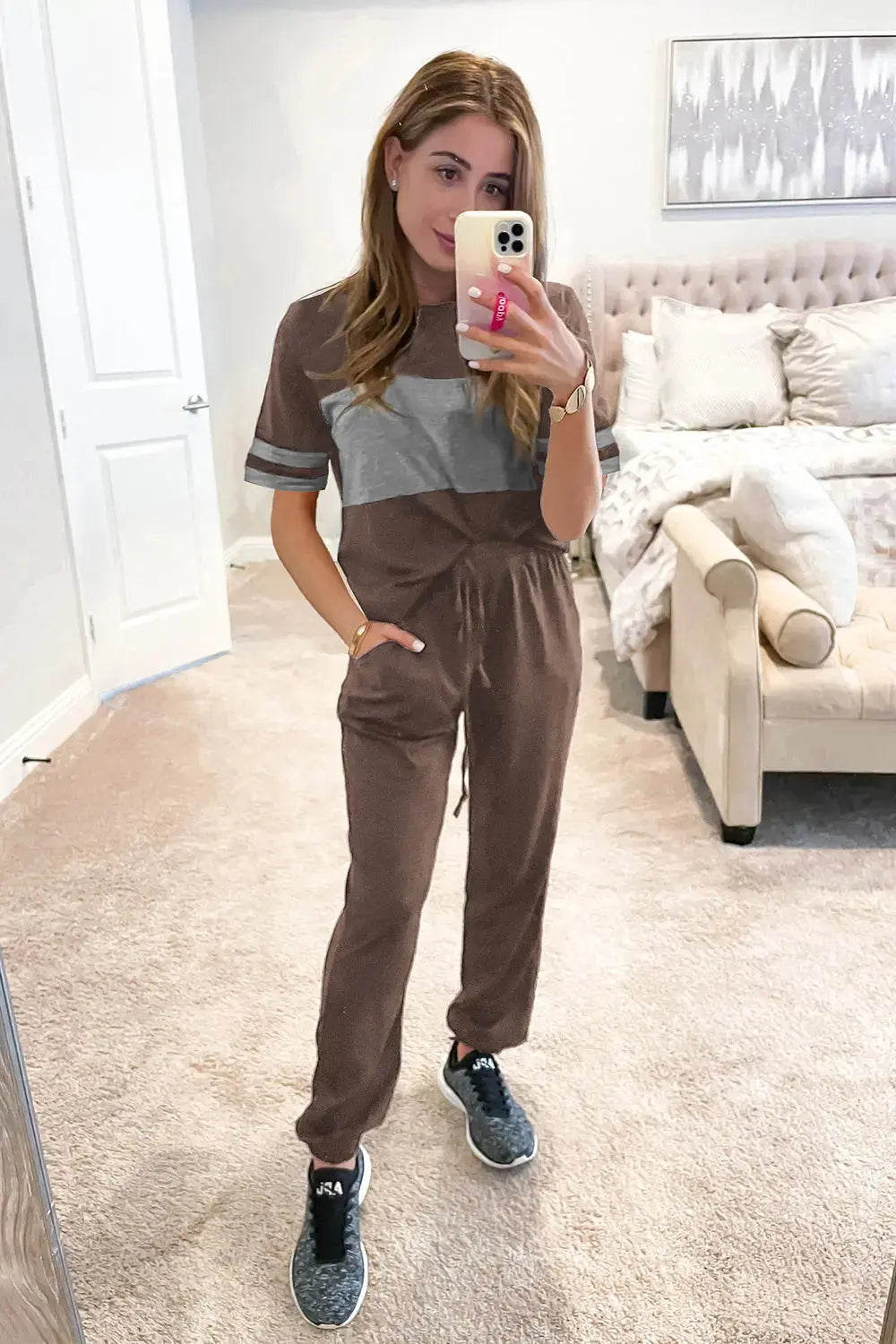 Osonn Women's Two Piece Lounge Sets Spring Summer Jogger Pants Vacation Outfits Travel Airplane Matching Clothes