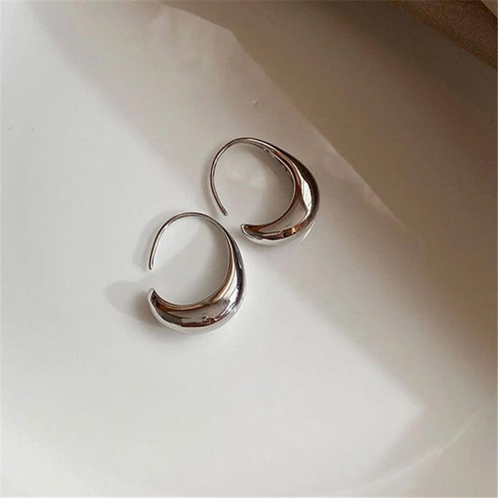 Oval Hoop Gold and Silver Earrings — image 4