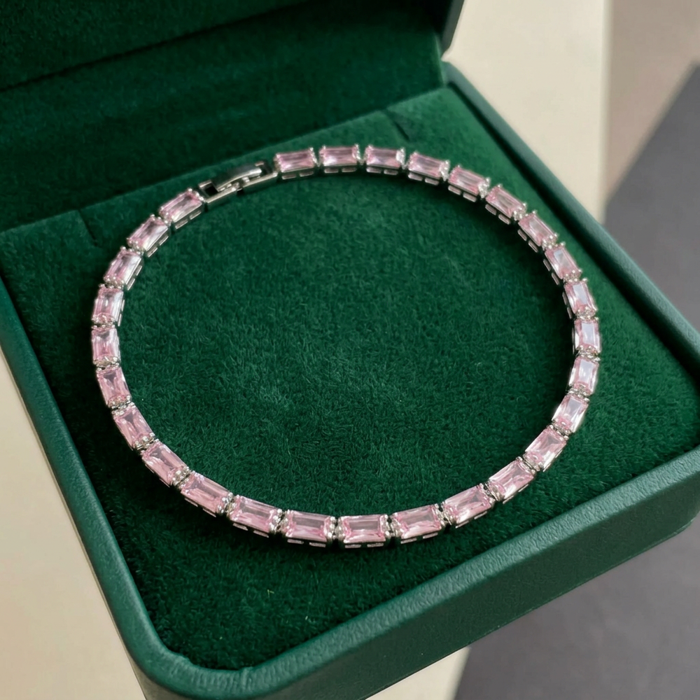 Pink Sapphire Prism Tennis Bracelet — image 1