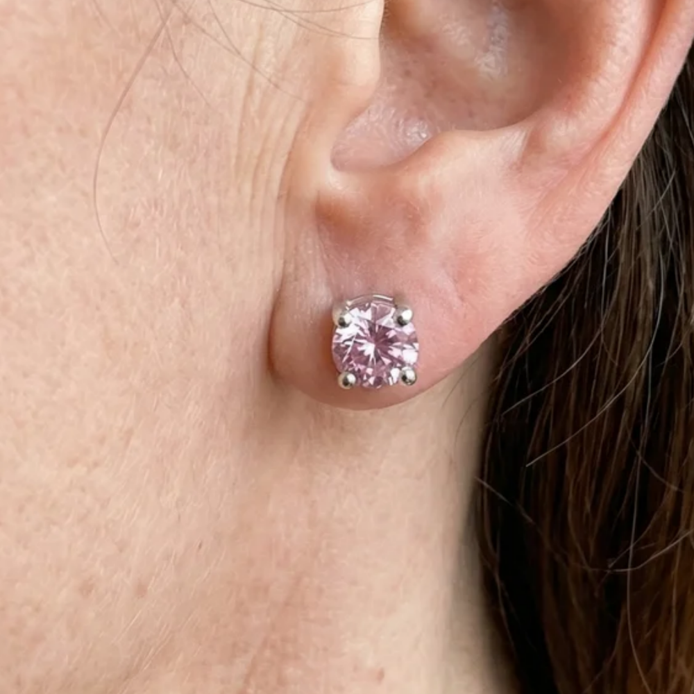 Pink Sapphire Round Studs — image 2