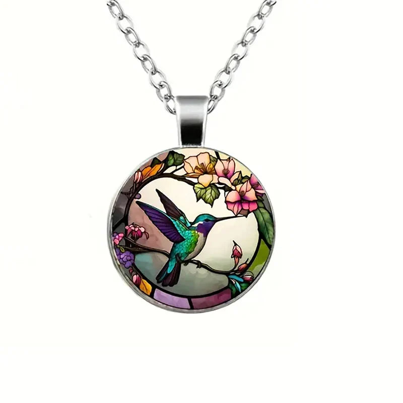 Hummingbird Glass Dome Pendant Necklace — image 4
