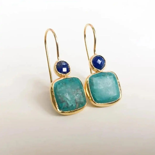 Vintage Ornate Gold Turquoise Earrings — image 1