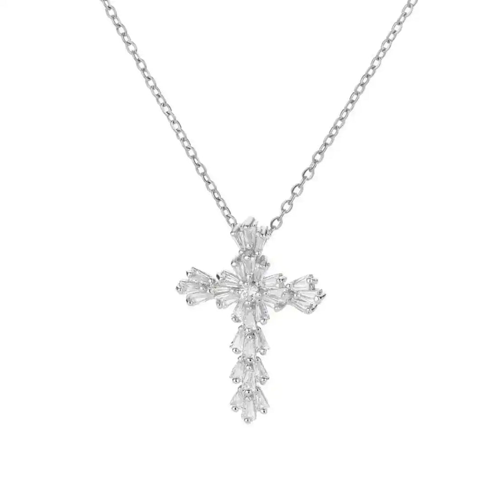 Timeless Silver Zirconia Cross Necklace — image 2