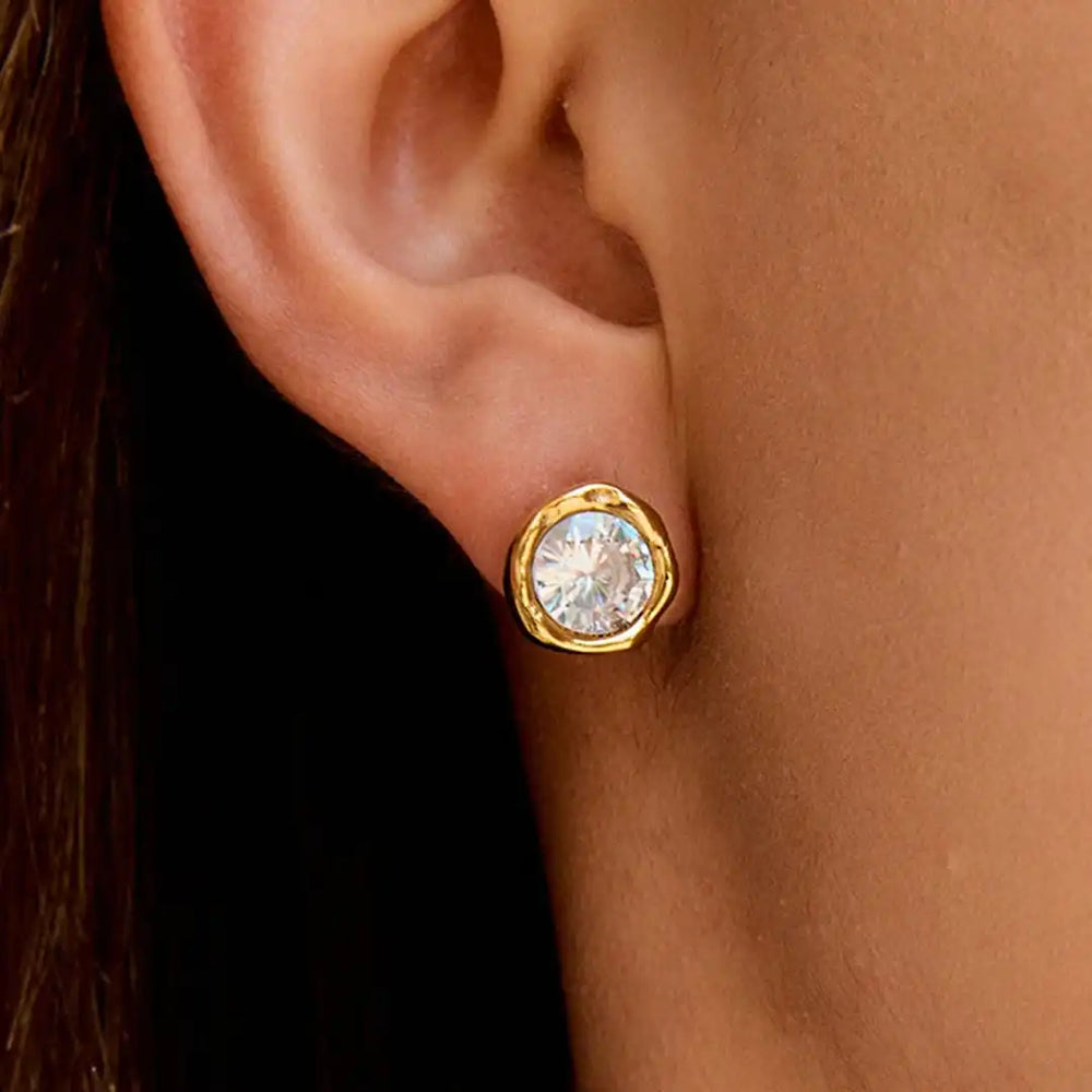 Timeless Gold Round Zirconia Earrings — image 2