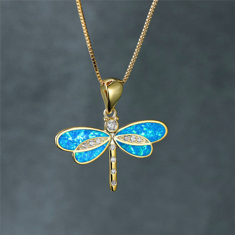 Dragonfly Gold Opal Necklace — image 3