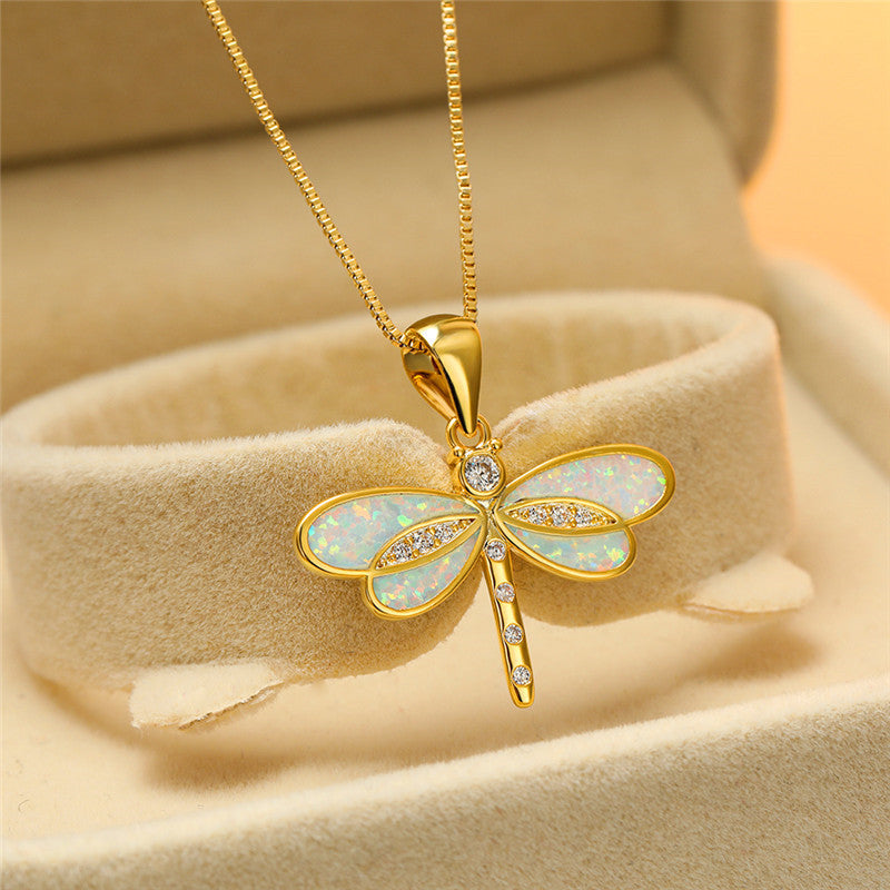 Gold Opal Dragonfly Necklace — image 1