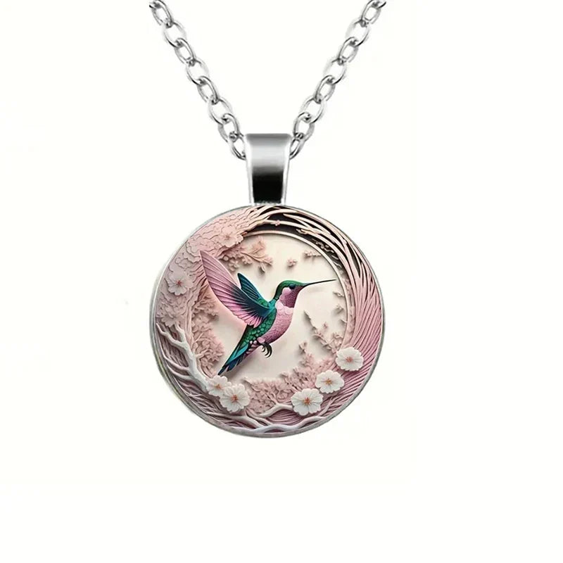 Hummingbird Glass Dome Pendant Necklace — image 3