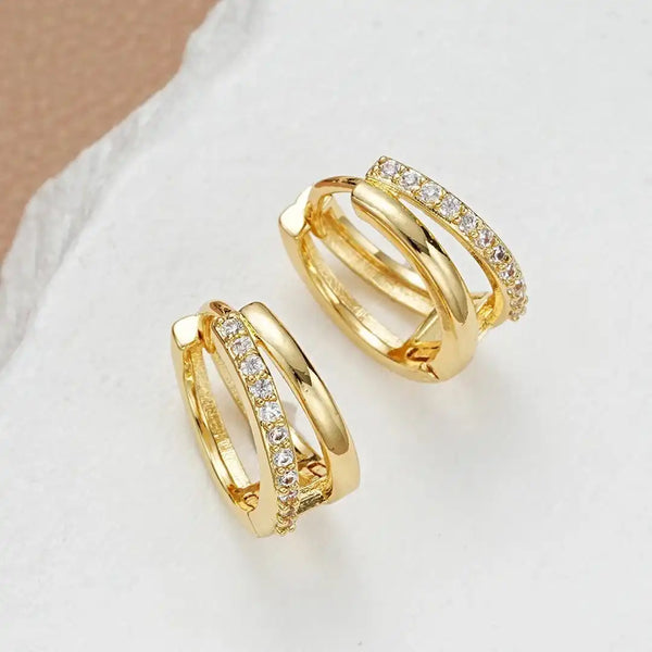 Timeless Gold Zircon Hoop Earrings — image 1