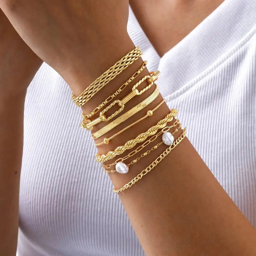 Stackable Bracelet Golden Pearl Set — image 2