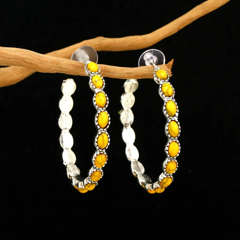 Oval White Gold Hoop Earrings — image 5