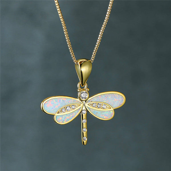 Dragonfly Gold Opal Necklace — image 1