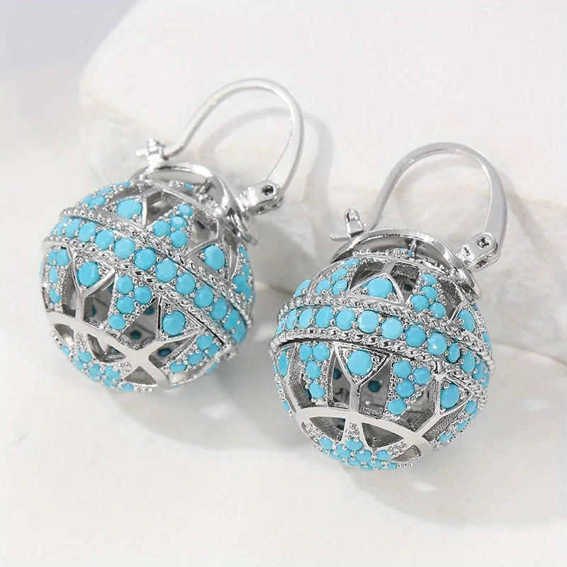 Turquoise Filigree Drop Earrings — image 2