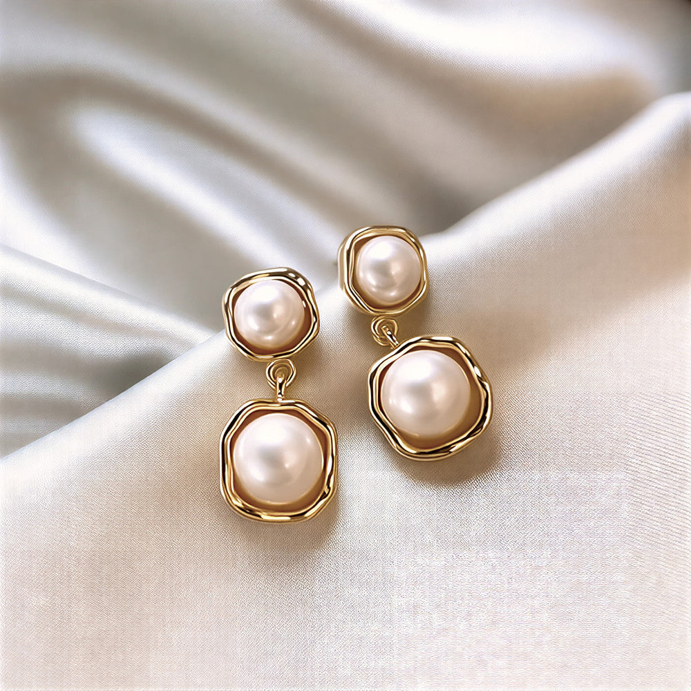 Gold Pearl Drop Earrings — image 1