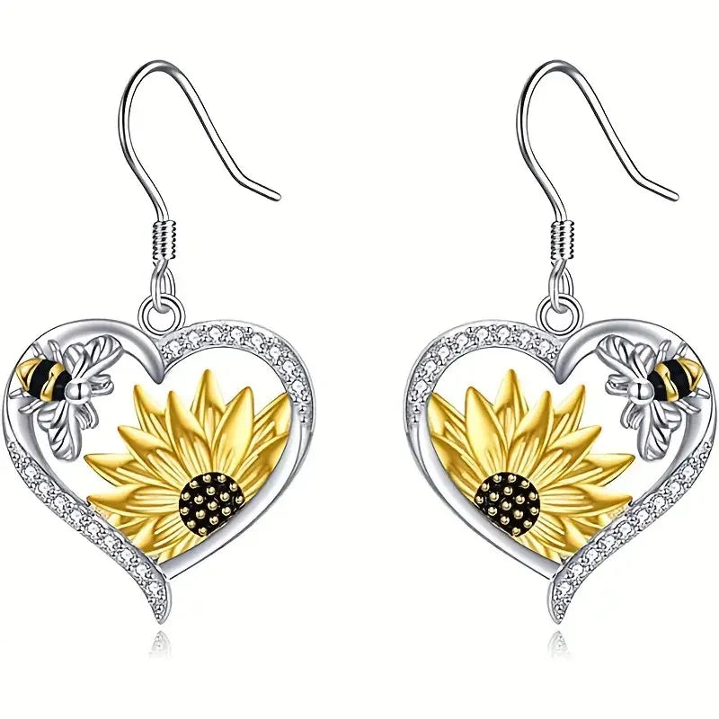 Boho Sunflower Bee Earrings — image 2