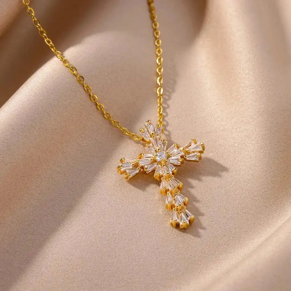 Timeless Silver Zirconia Cross Necklace — image 1