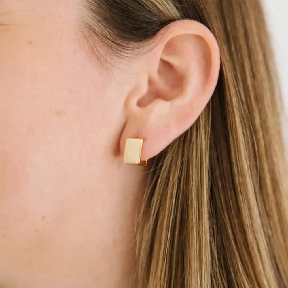 Golden Geometric Square Earrings — image 5