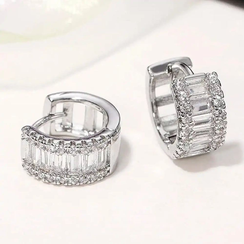 Mini Baguette Zirconia Hoop Earrings — image 3