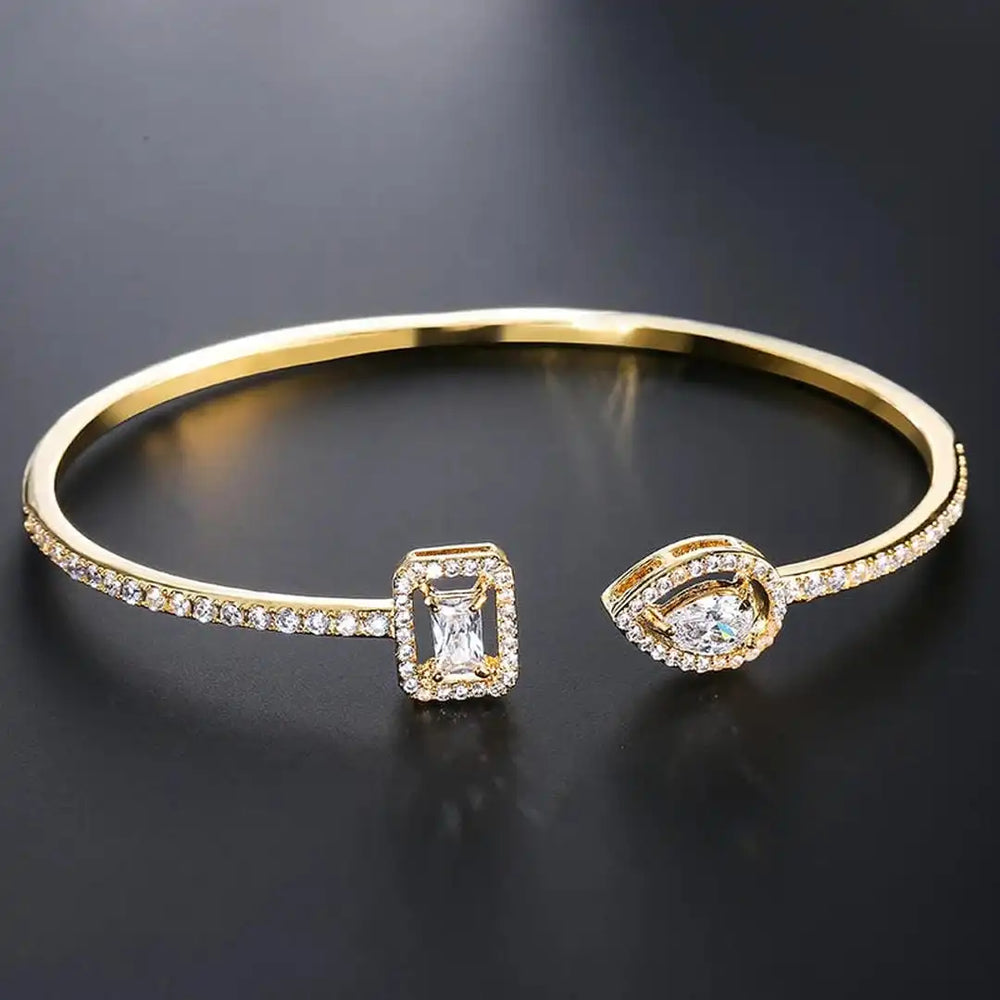 Two Stone Gold Open Cuff Bracelet — image 4