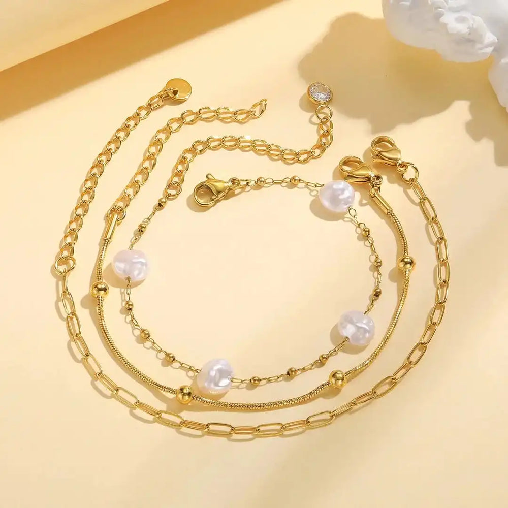 Stackable Bracelet Golden Pearl Set — image 3