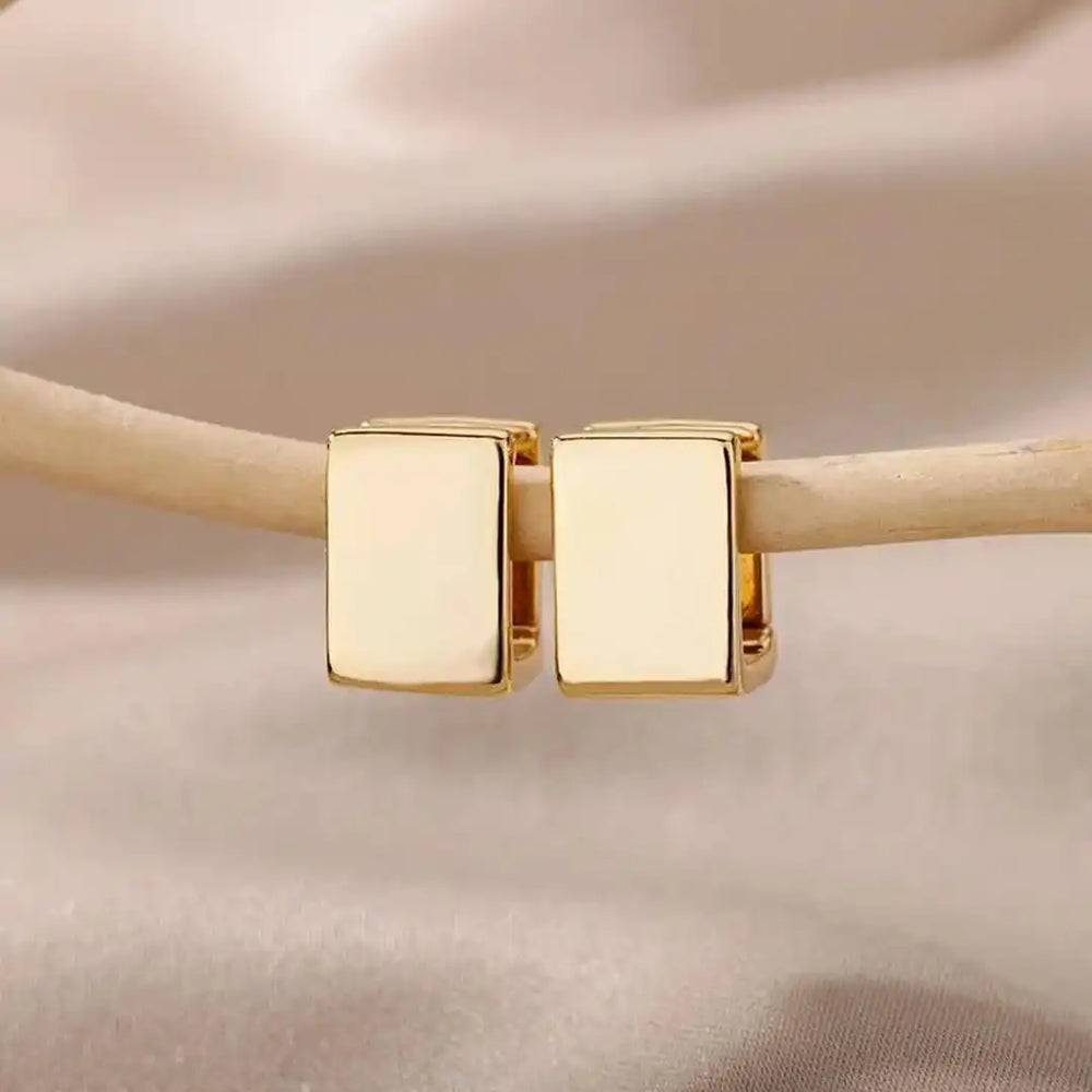 Golden Geometric Square Earrings — image 4