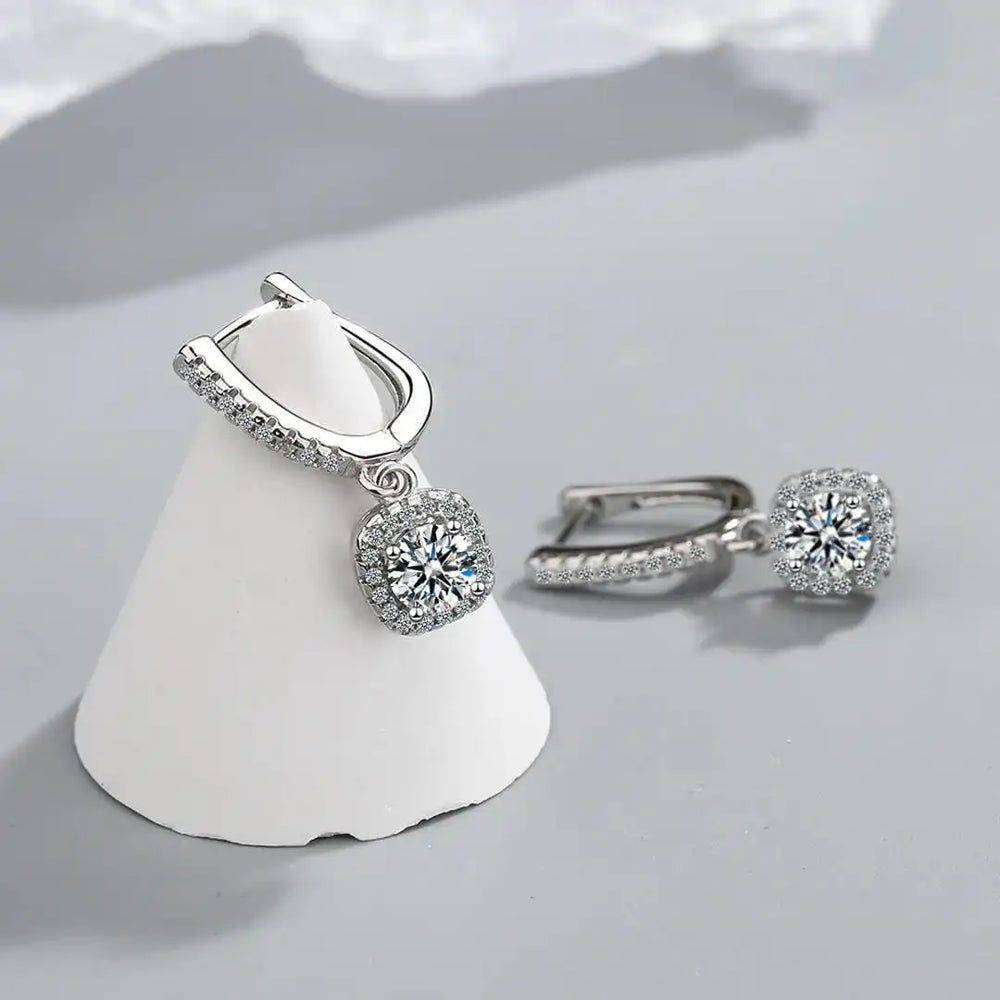 Classic White Gold Stone Earrings — image 2
