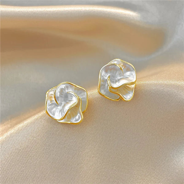 Pearl Petal Stud Earrings — image 1