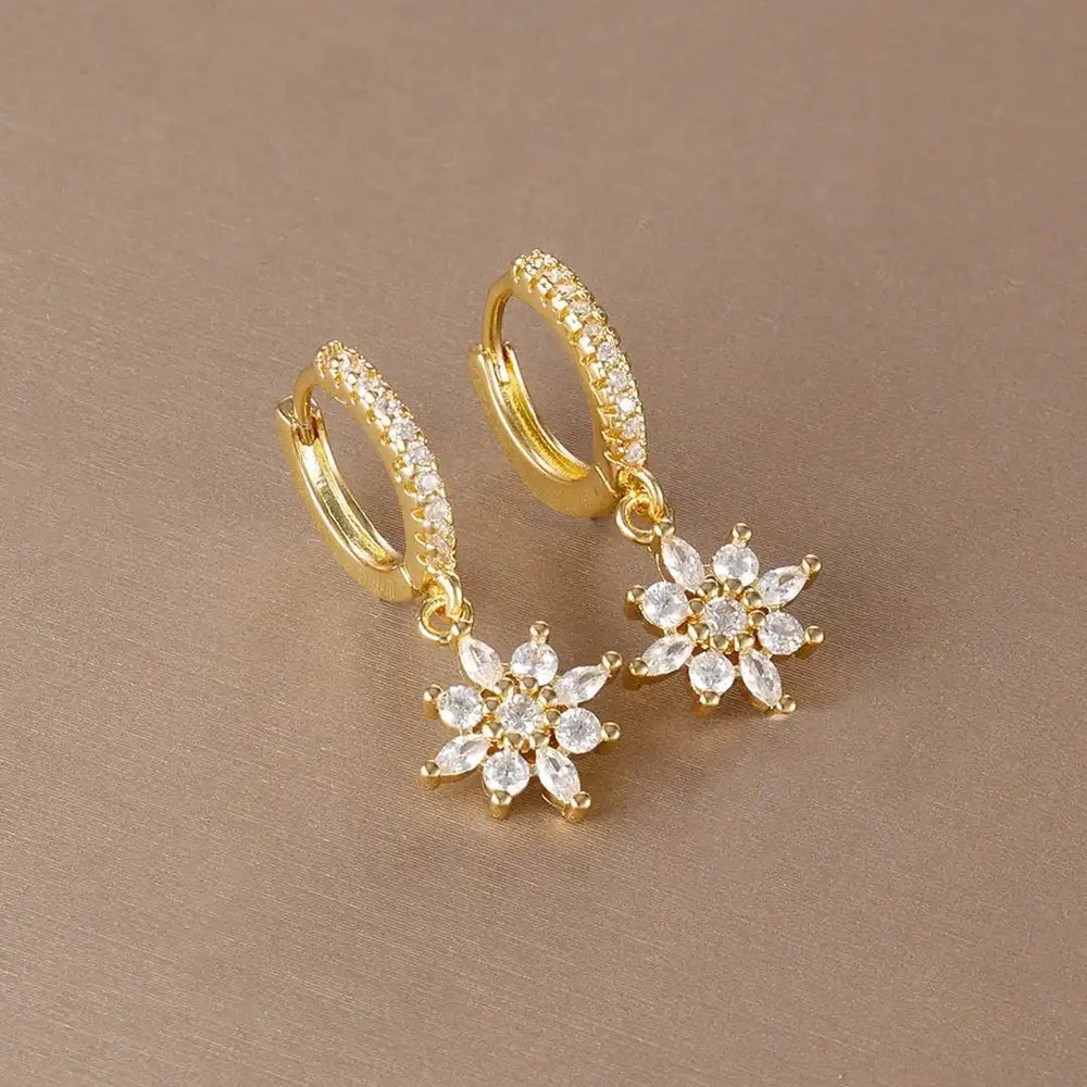 Classic Crystal Snowflake Drop Earrings — image 1