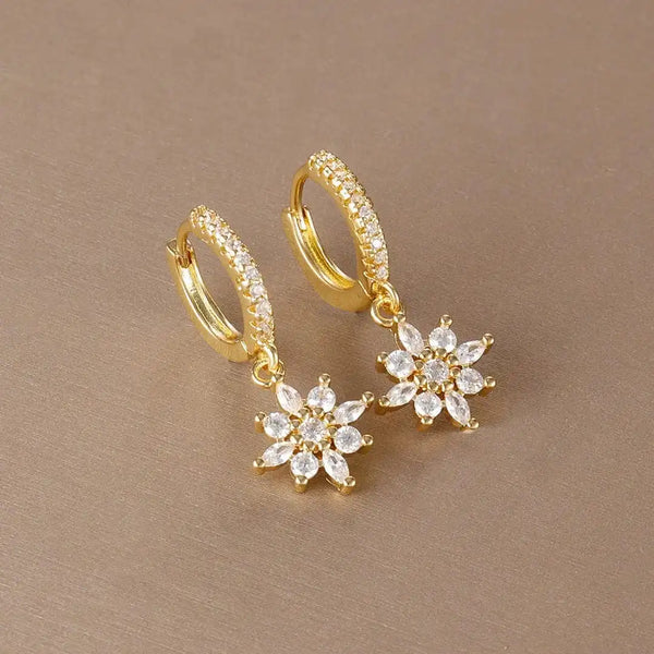 Classic Crystal Snowflake Drop Earrings — image 1